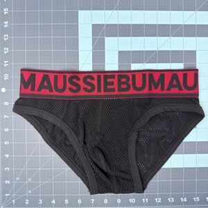 Aussiebum Black Brief with Red Logo Waistband